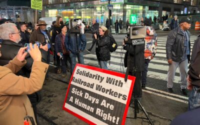 Trabajadores ferroviarios protestan en Nueva York